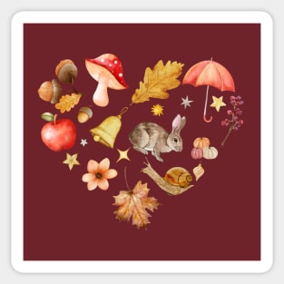 Forest Mosaic - Whimsy Heart with Cute Bunny Sticker